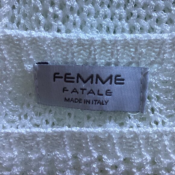 Femme Fatale Women's White Sheer Sweater Cut-Out Sleeves Made in Italy Size S/P - Picture 5 of 7